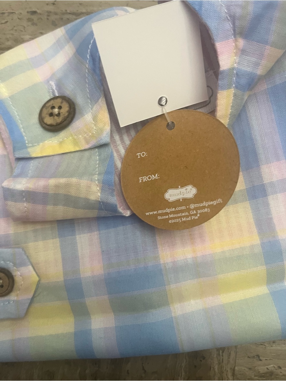 Mud Pie Pastel Blue & Yellow Plaid Romper - Picture 4 of 4